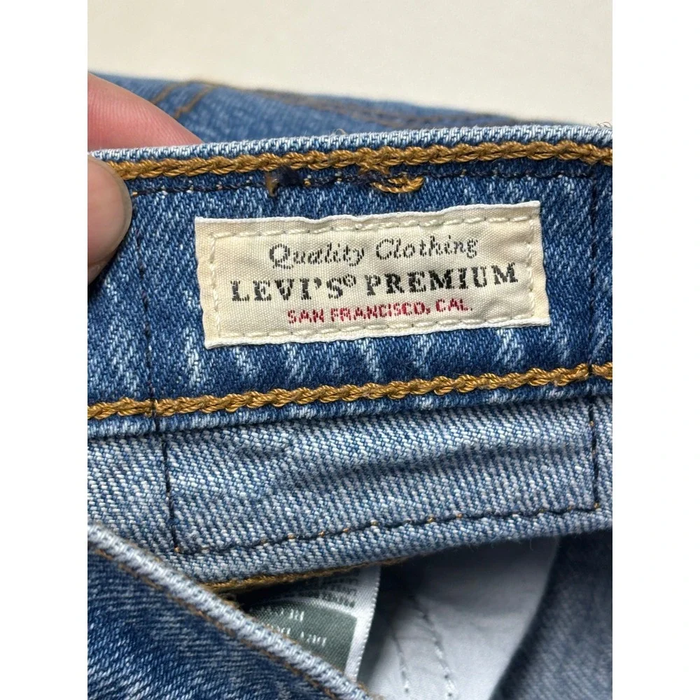 Levi's Premium Big E Wedgie Straight Jeans Women's 25X28 Medium Wash Button Fly - Picture 5 of 16